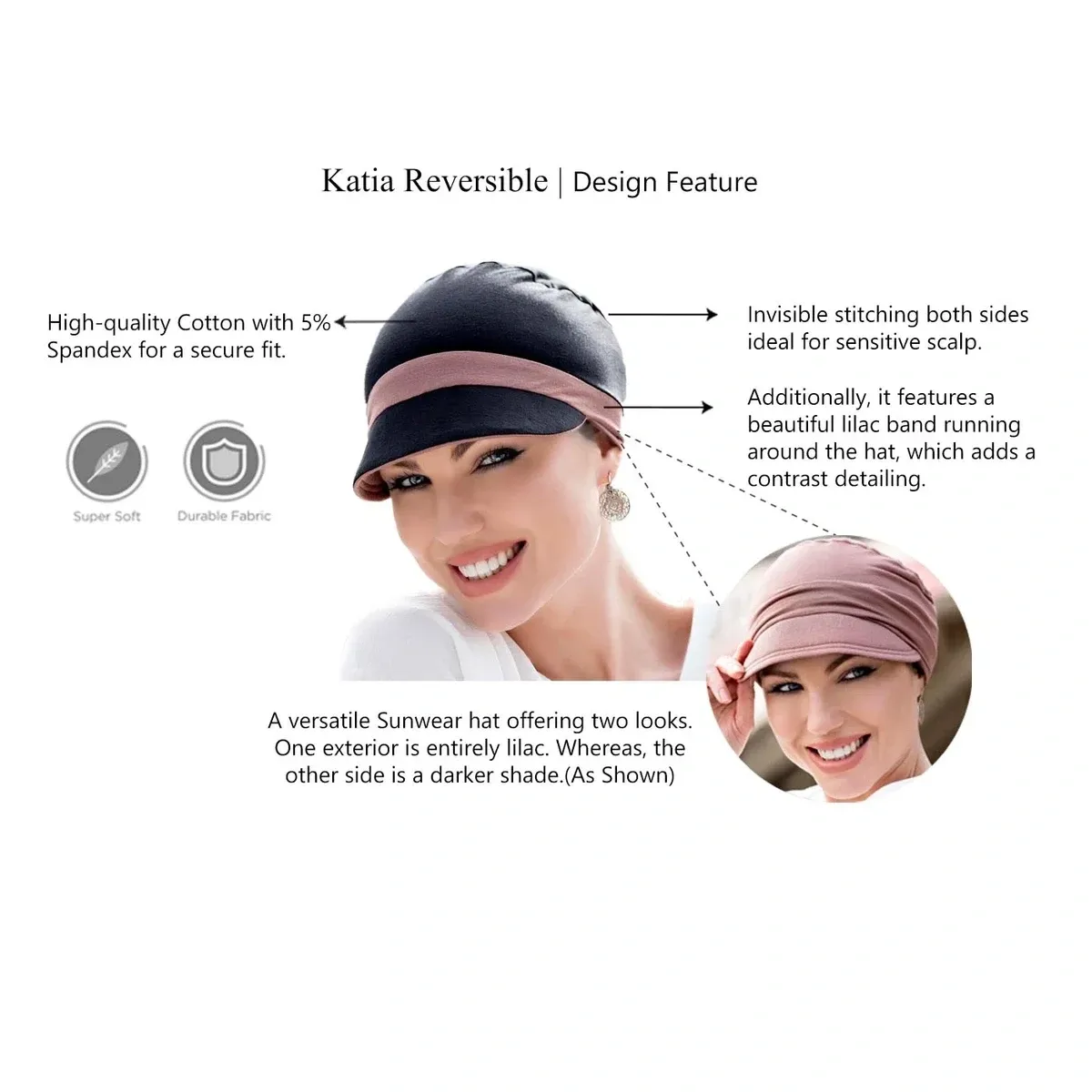 Katia Black & Lilac | Reversible Cap view 6